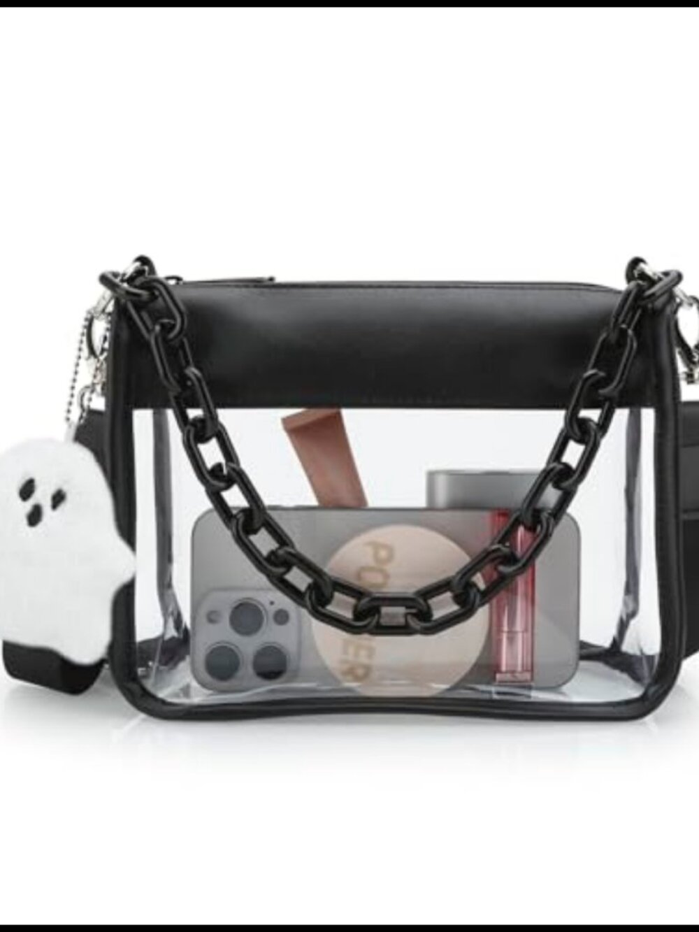 Clear Crossbody Bag Small Transparent Purse PVC PU Leather